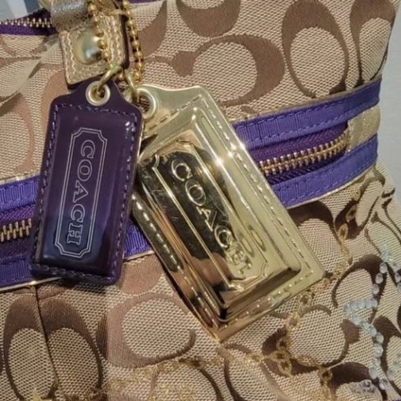 Coach Poppy Tartan Plaid Applique Glam Bag - Picture 2 of 12